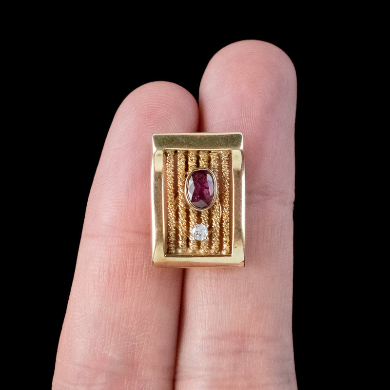 VINTAGE RUBY DIAMOND EARRINGS 3.50CT RUBY 3CT DIAMONDS 18CT GOLD CIRCA –  Antique Jewellery Online